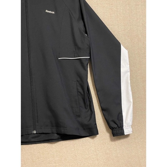 Reebok Jacket Men's Medium Black Hooded Zipper Pockets - Picture 4 of 11